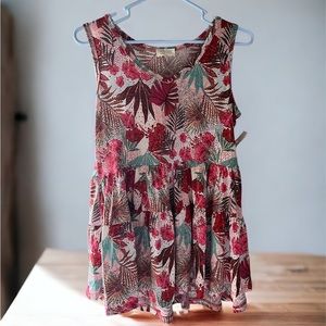 Super Cute Floral Print Tiered Tank Top, Small